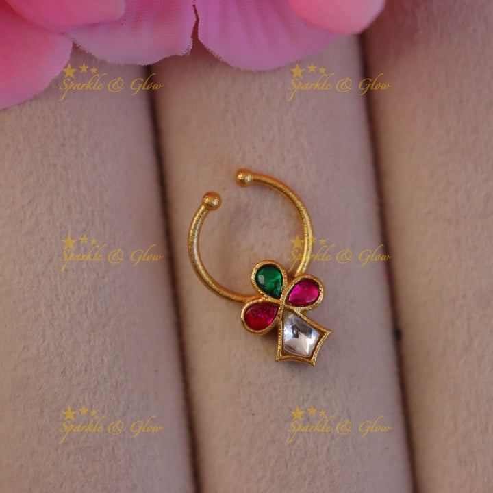 Radiant Gold Leaf Nosepin for Festive Occasions