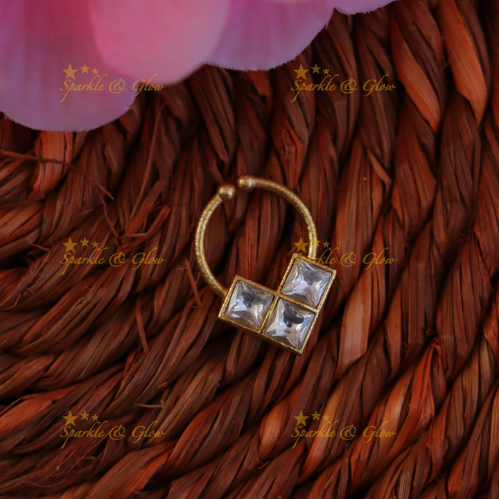 Gold Jadau Nose Ring for Weddings & Festivals