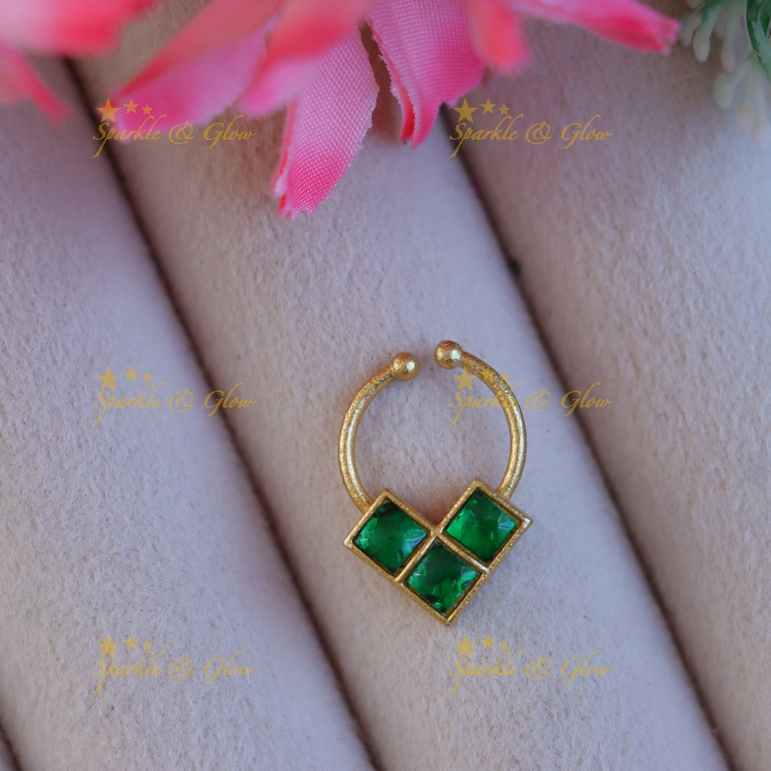 Gold Jadau Nose Ring for Weddings & Festivals