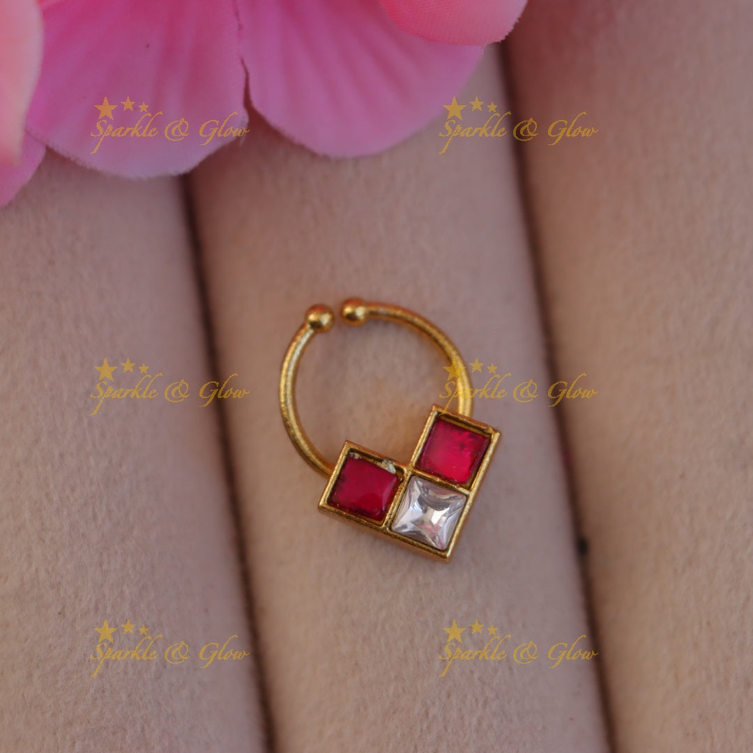 Gold Jadau Nose Ring for Weddings & Festivals