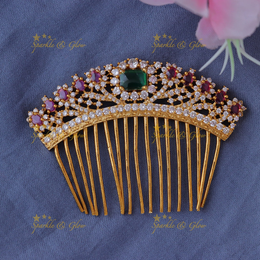 Exquisite Floral Stone Gold Hair Pin for Elegant Styles