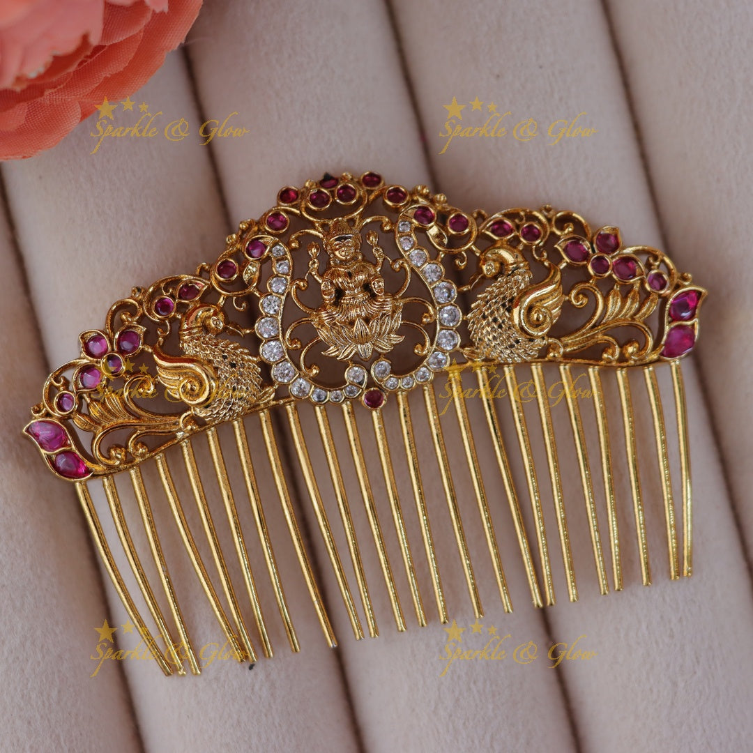 Elegant Lakshmi Peacock Hairpin for Bridal Glory