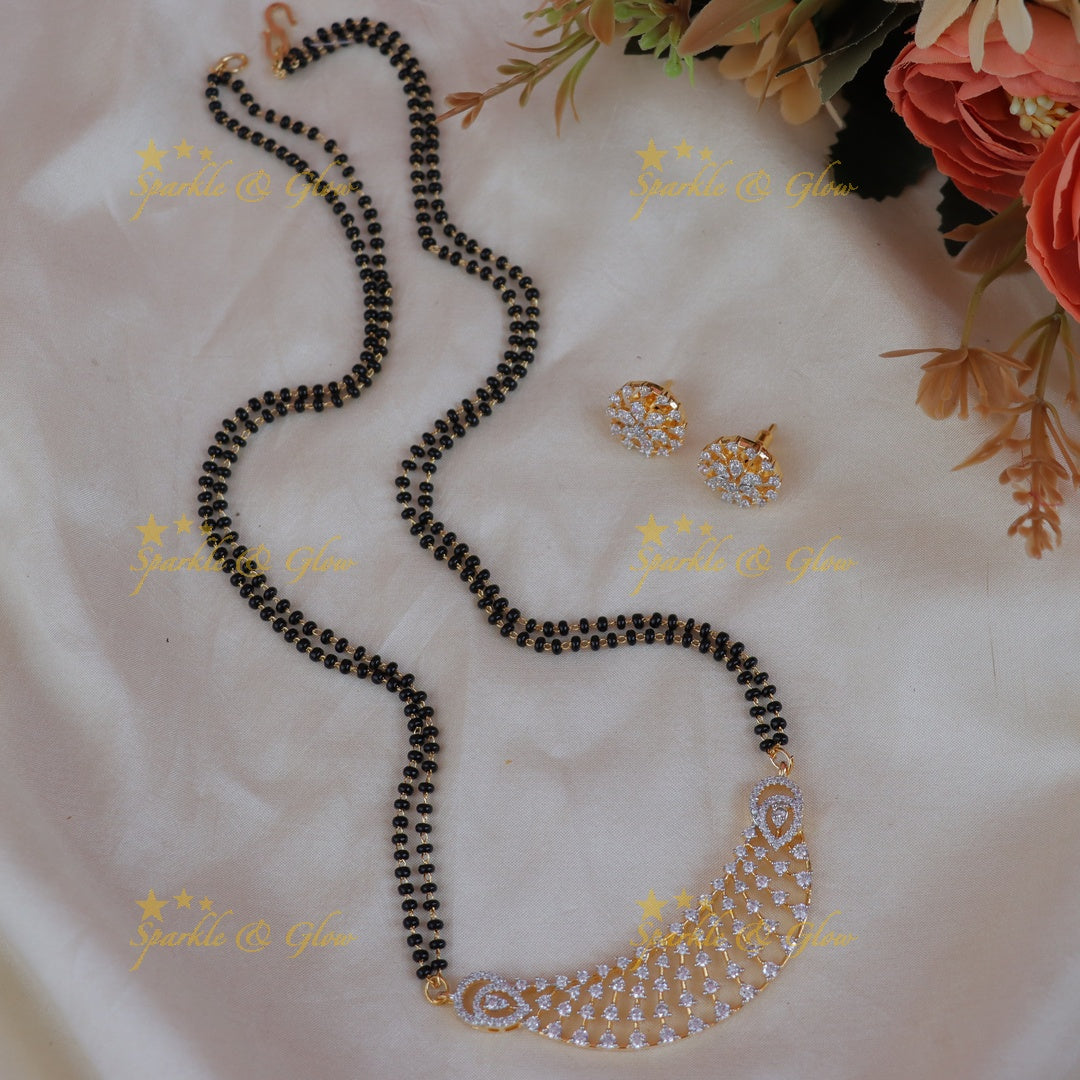 Elegant Black Bead Mangal Sutra Necklace - Sparkle & Glow