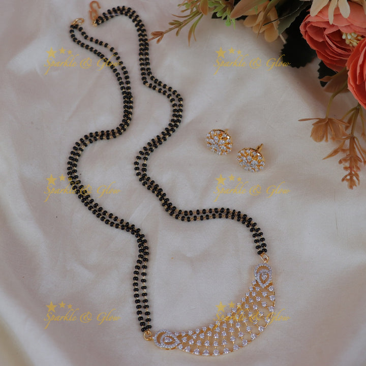 Elegant Black Bead Mangal Sutra Necklace - Sparkle & Glow