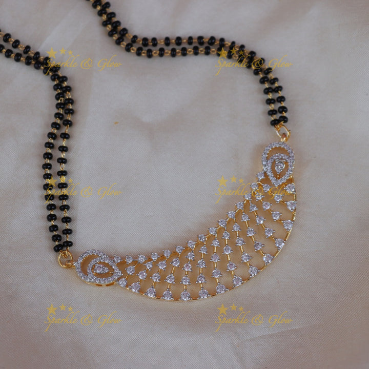 Elegant Black Bead Mangal Sutra Necklace - Sparkle & Glow
