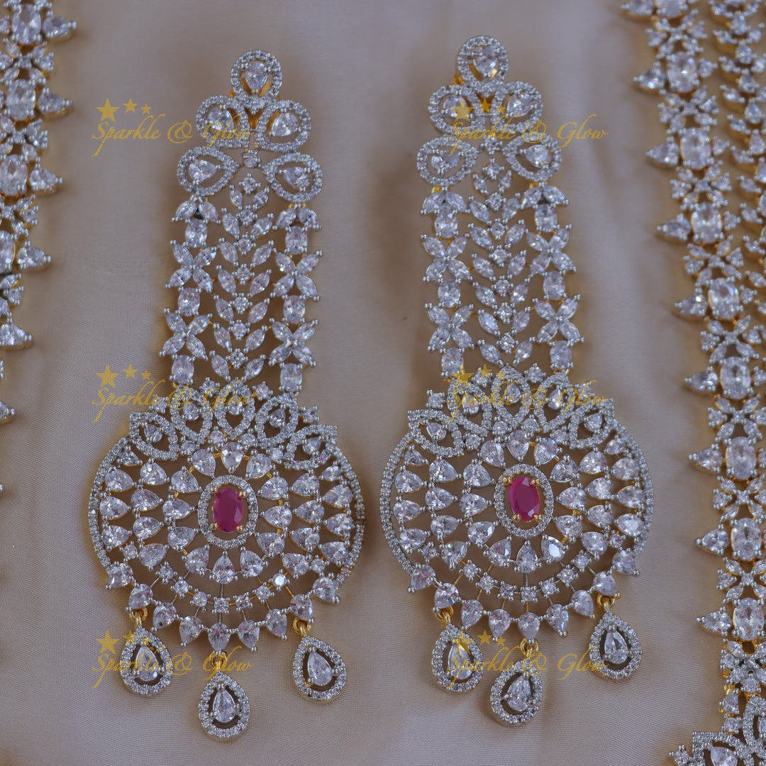 Exquisite Gold Polish Layered Necklace Set with Earrings