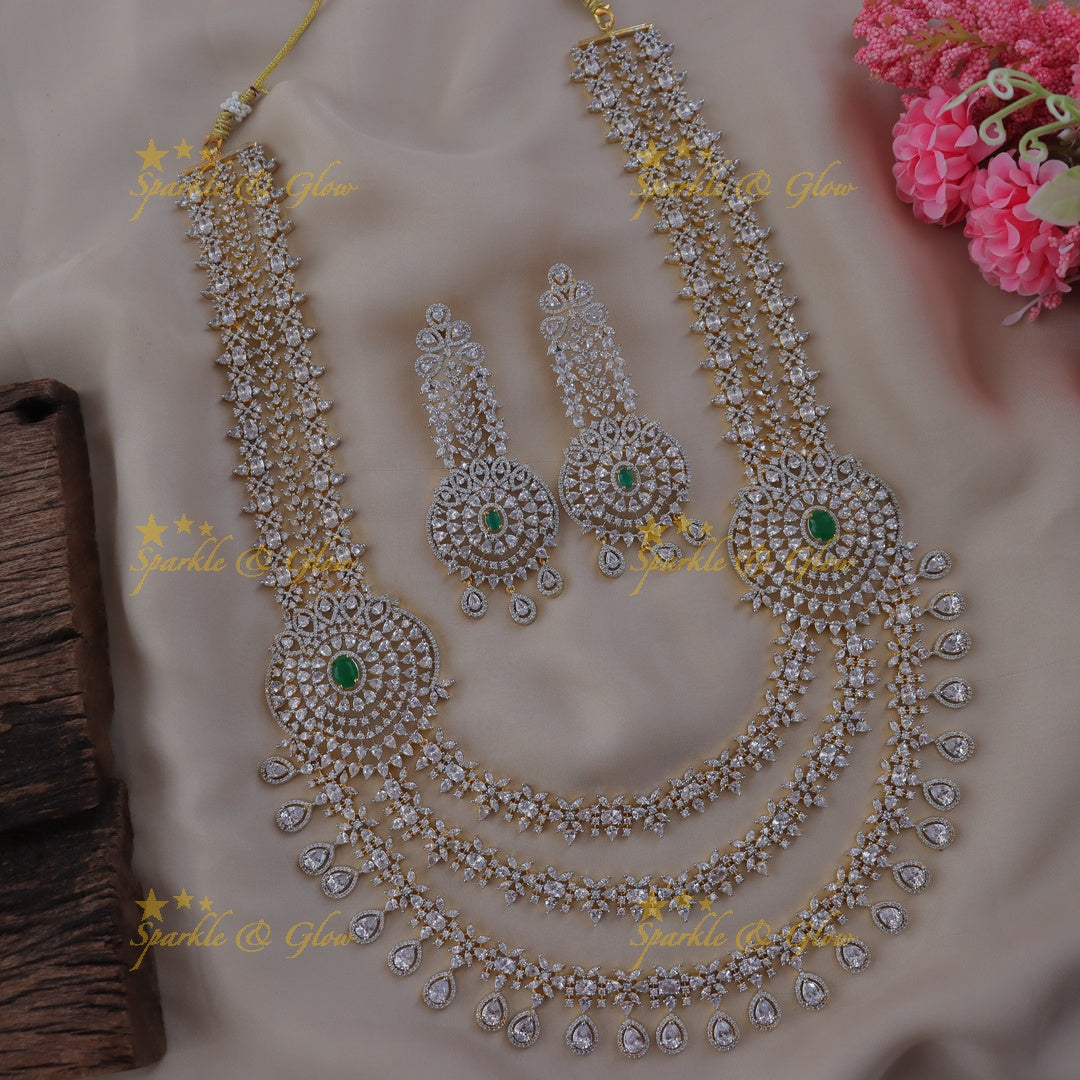 Exquisite Gold Polish Layered Necklace Set with Earrings