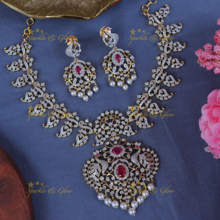 Exquisite Peacock Mango Necklace Set for Festive Glamour