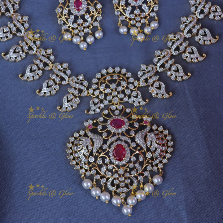 Exquisite Peacock Mango Necklace Set for Festive Glamour