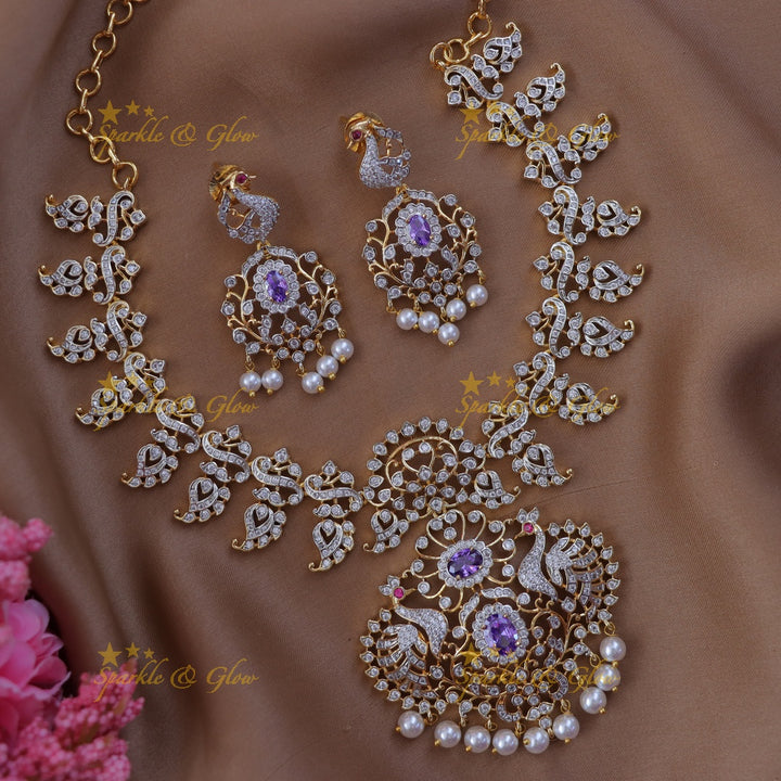 Exquisite Peacock Mango Necklace Set for Festive Glamour