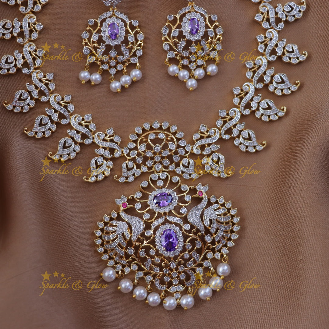 Exquisite Peacock Mango Necklace Set for Festive Glamour