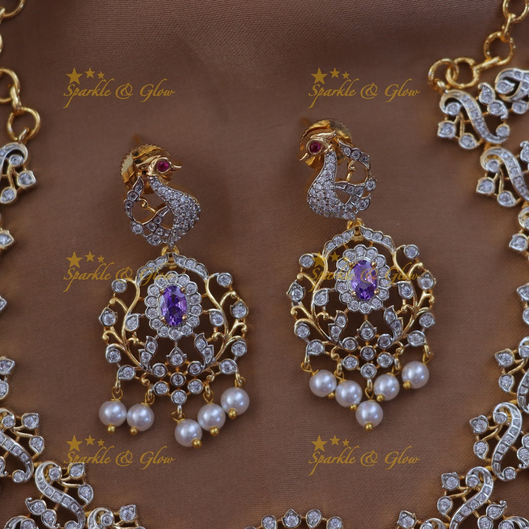 Exquisite Peacock Mango Necklace Set for Festive Glamour