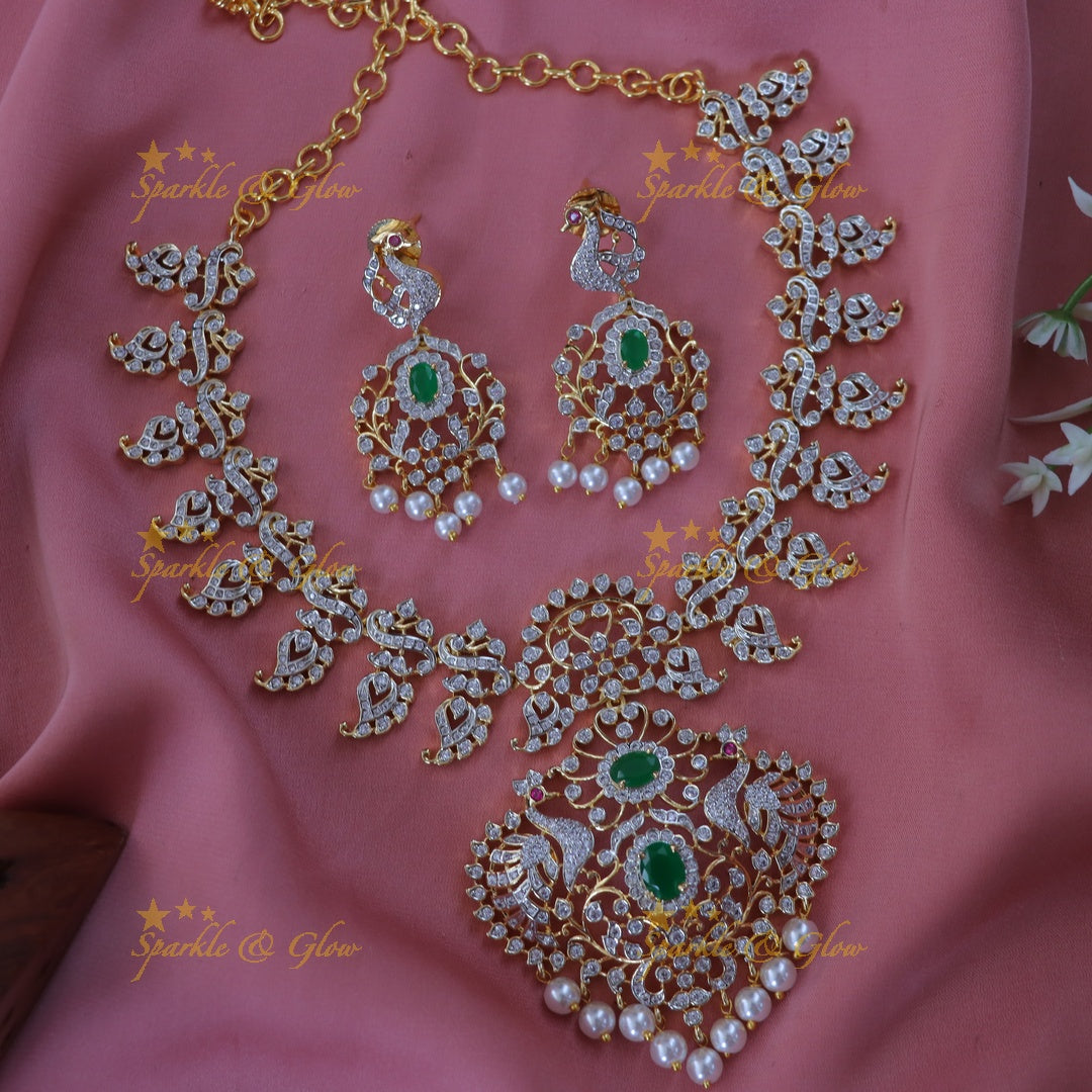 Exquisite Peacock Mango Necklace Set for Festive Glamour