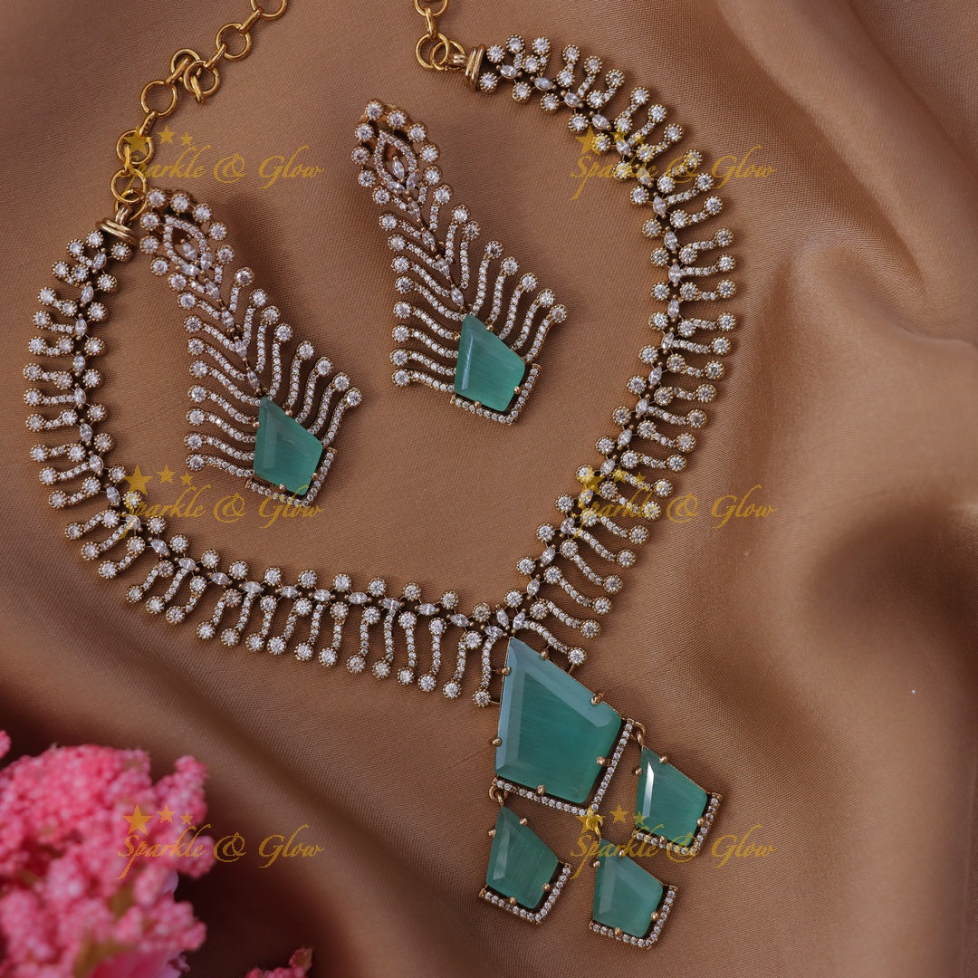 Exquisite AD Stone Necklace Set for Festive Elegance