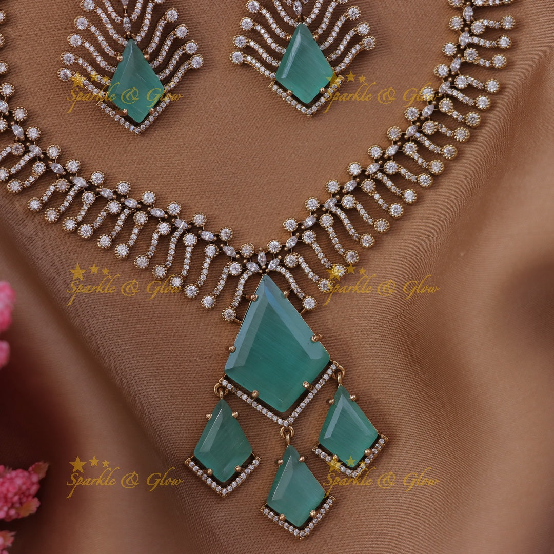 Exquisite AD Stone Necklace Set for Festive Elegance