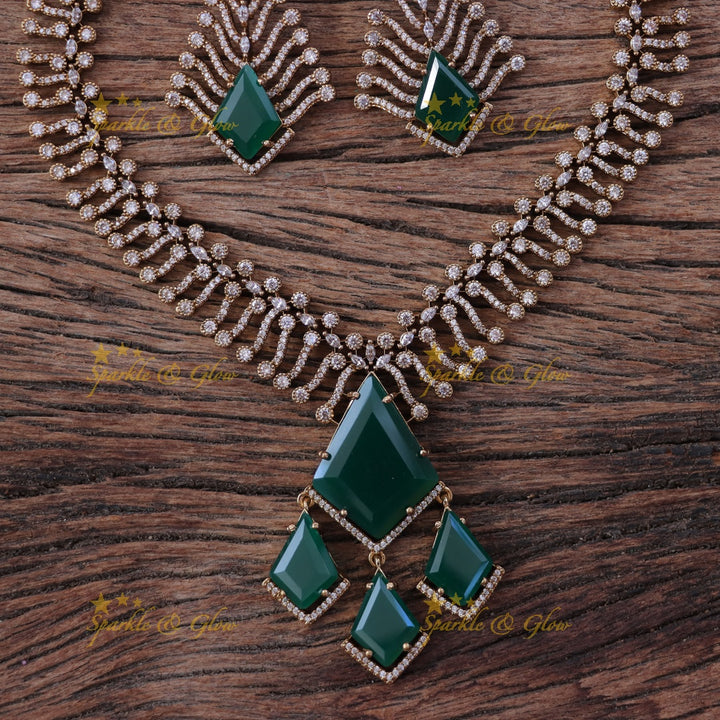 Exquisite AD Stone Necklace Set for Festive Elegance