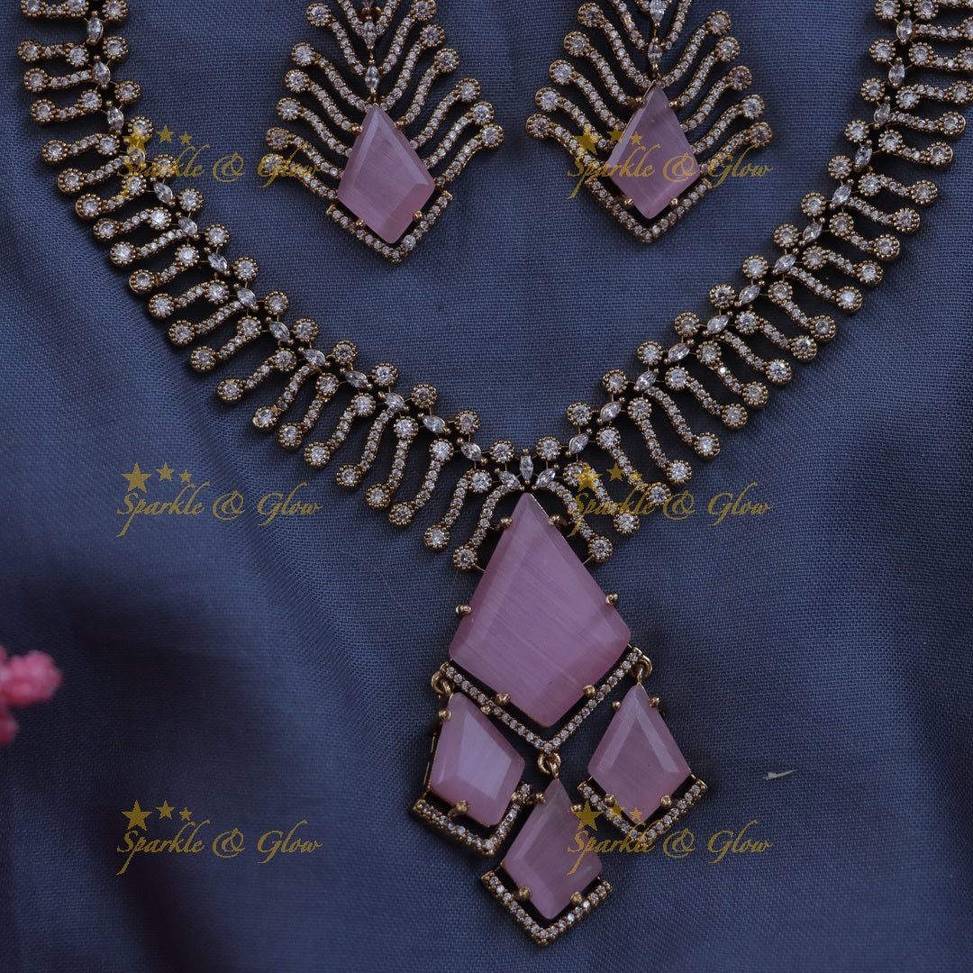 Exquisite AD Stone Necklace Set for Festive Elegance