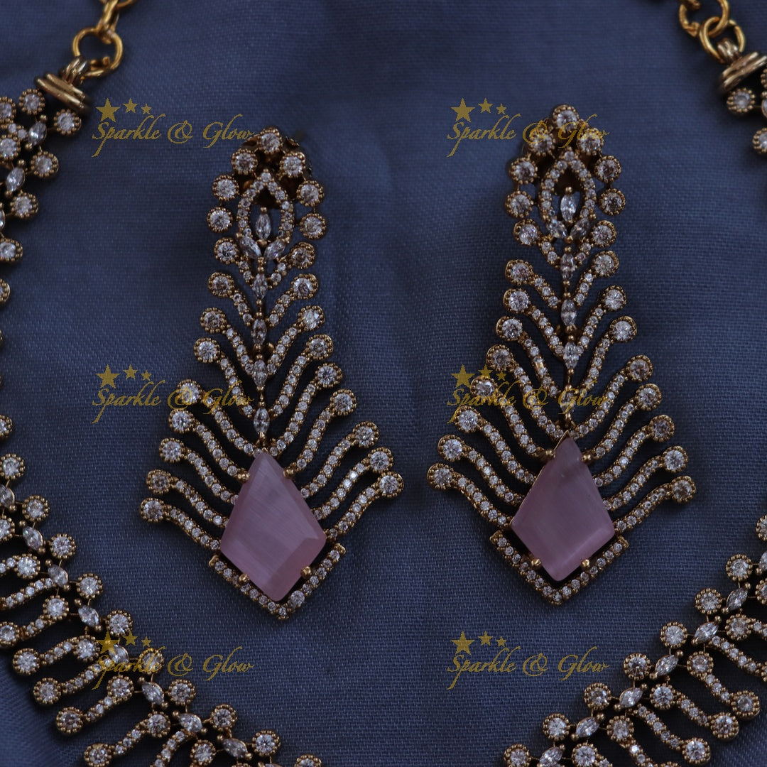 Exquisite AD Stone Necklace Set for Festive Elegance