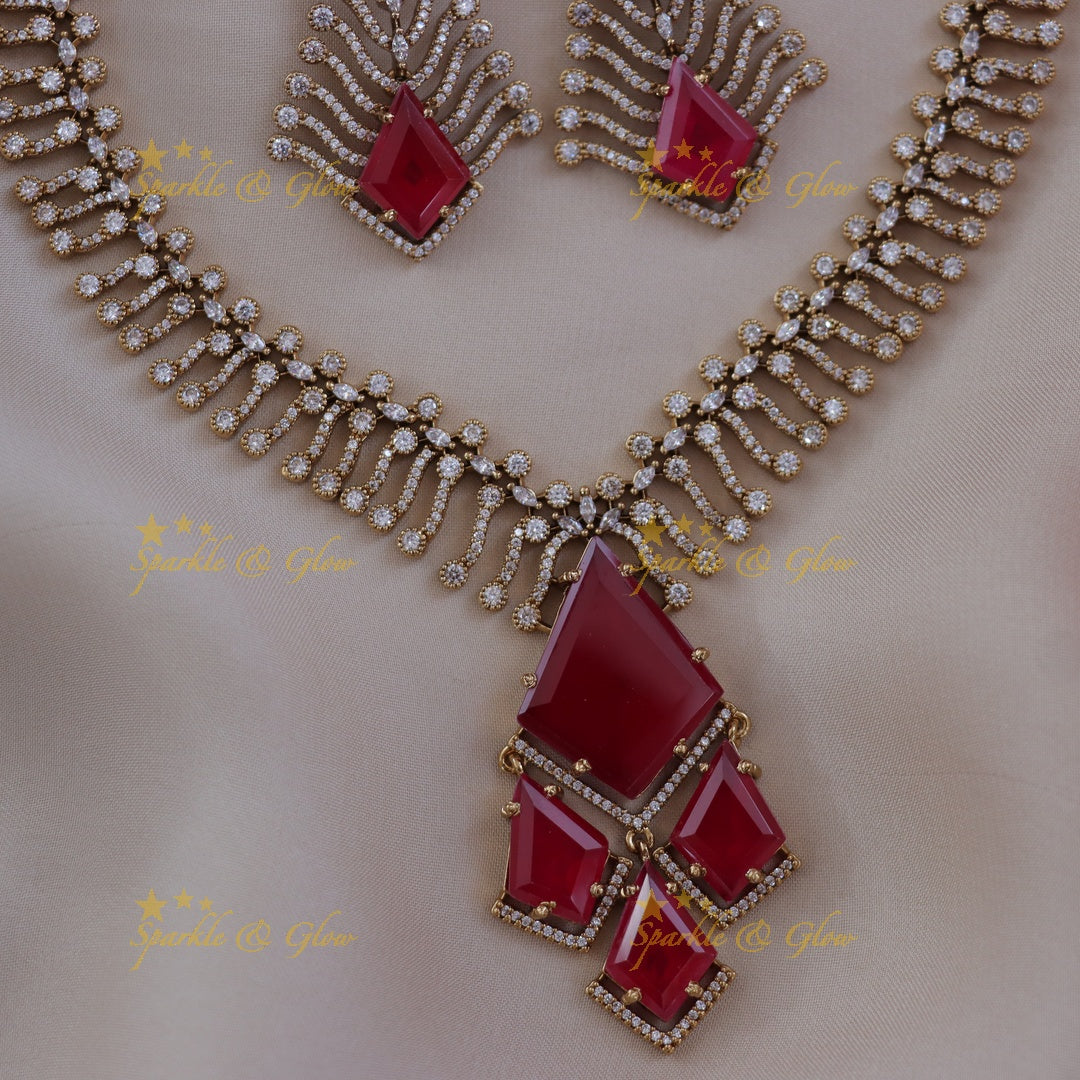 Exquisite AD Stone Necklace Set for Festive Elegance