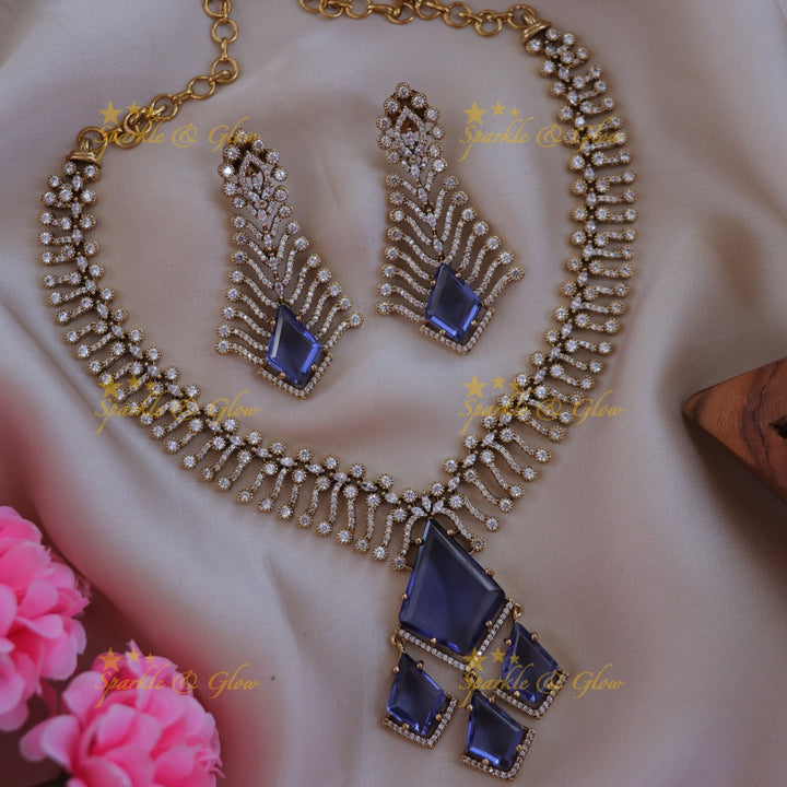 Exquisite AD Stone Necklace Set for Festive Elegance