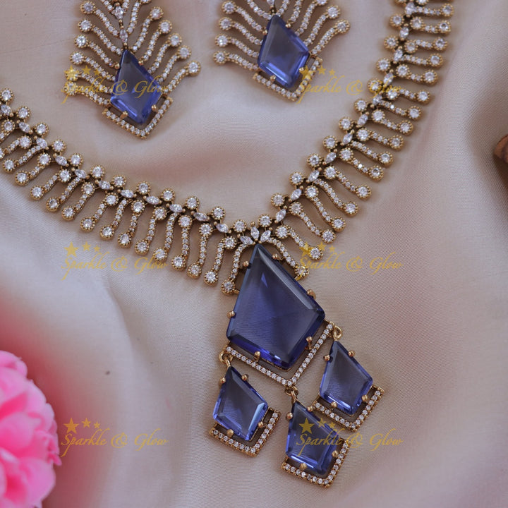 Exquisite AD Stone Necklace Set for Festive Elegance