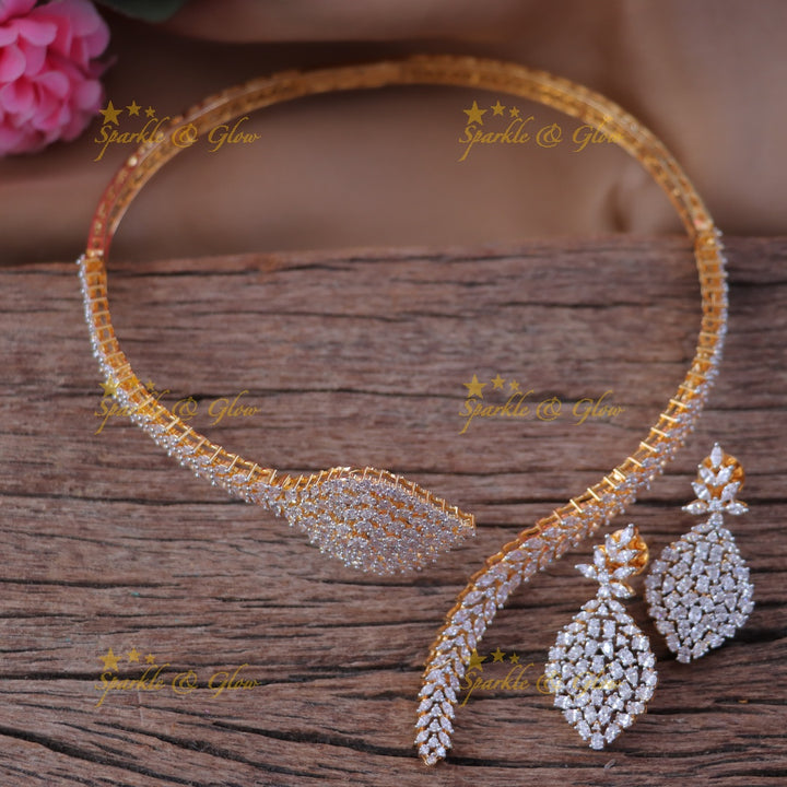 Elegant American Diamond Short Necklace for Festivities