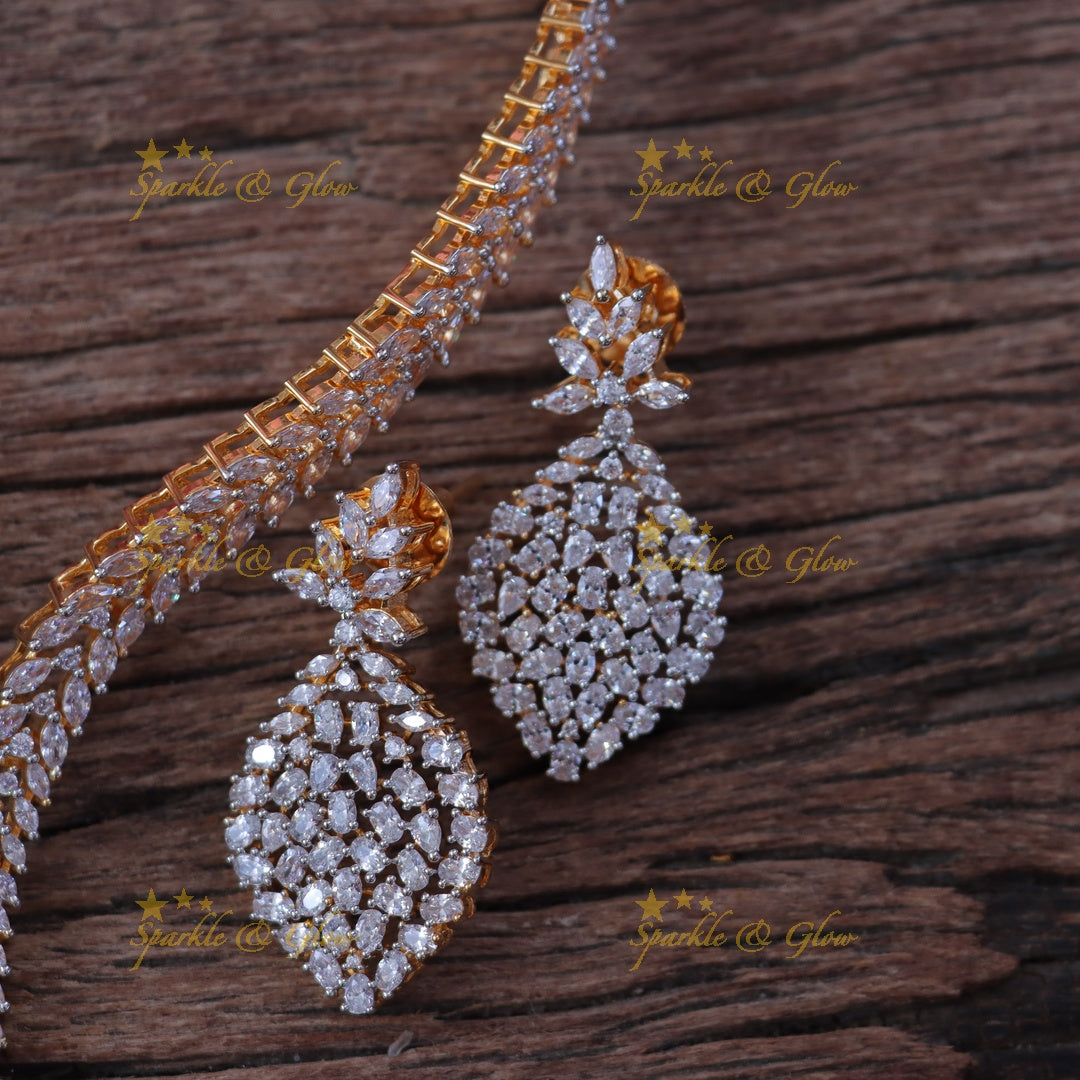 Elegant American Diamond Short Necklace for Festivities