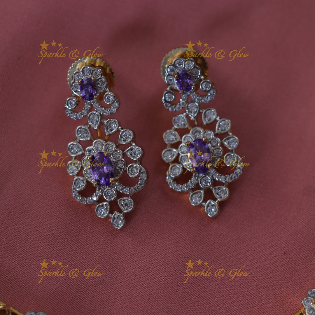 Exquisite Gold Necklace with Purple Stones