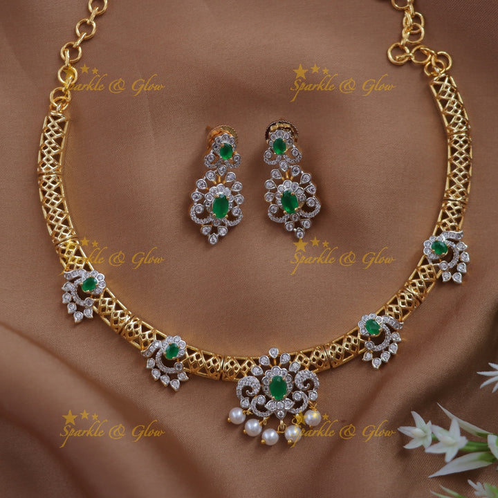 Exquisite Gold Necklace with Purple Stones