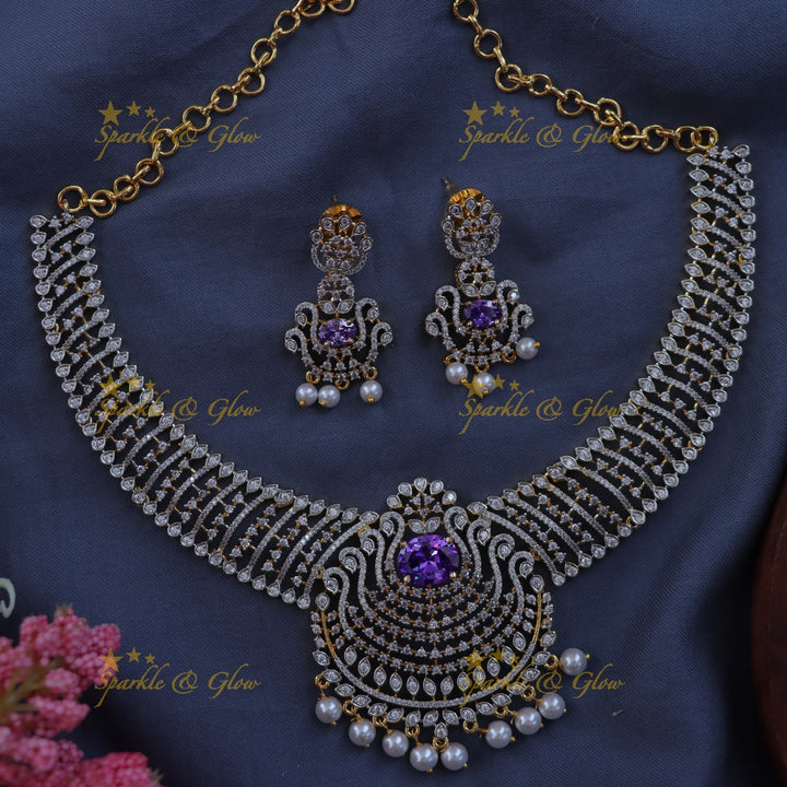 Elegant Gold Plated Bridal Necklace - Sparkle & Glow