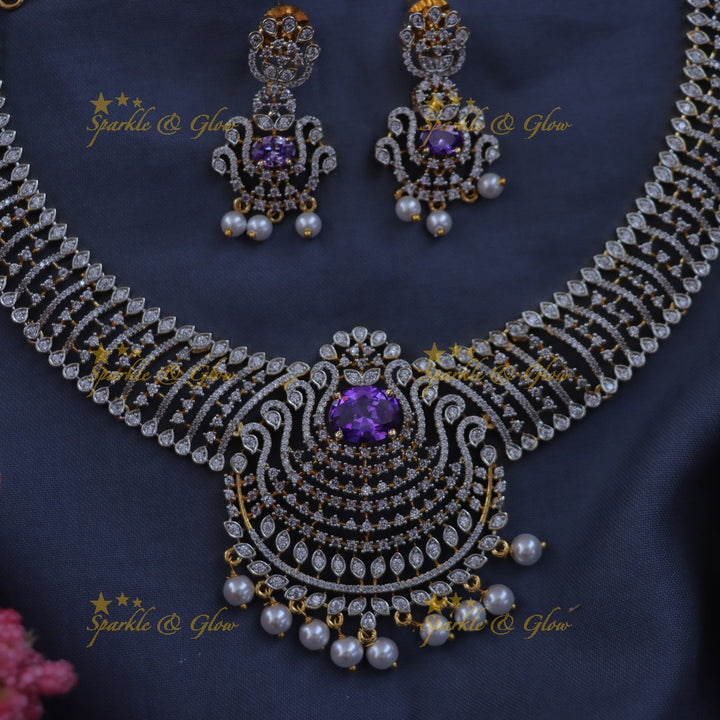 Elegant Gold Plated Bridal Necklace - Sparkle & Glow