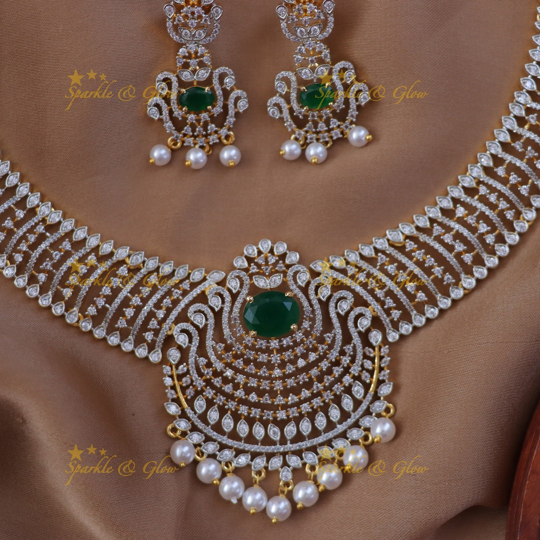 Elegant Gold Plated Bridal Necklace - Sparkle & Glow