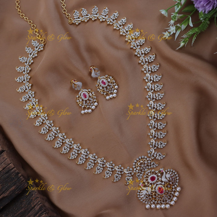 Exquisite Peacock Mango Necklace for Weddings & Festivities