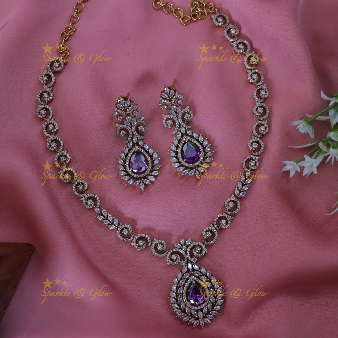 Exquisite AD Stone Necklace & Earrings Set