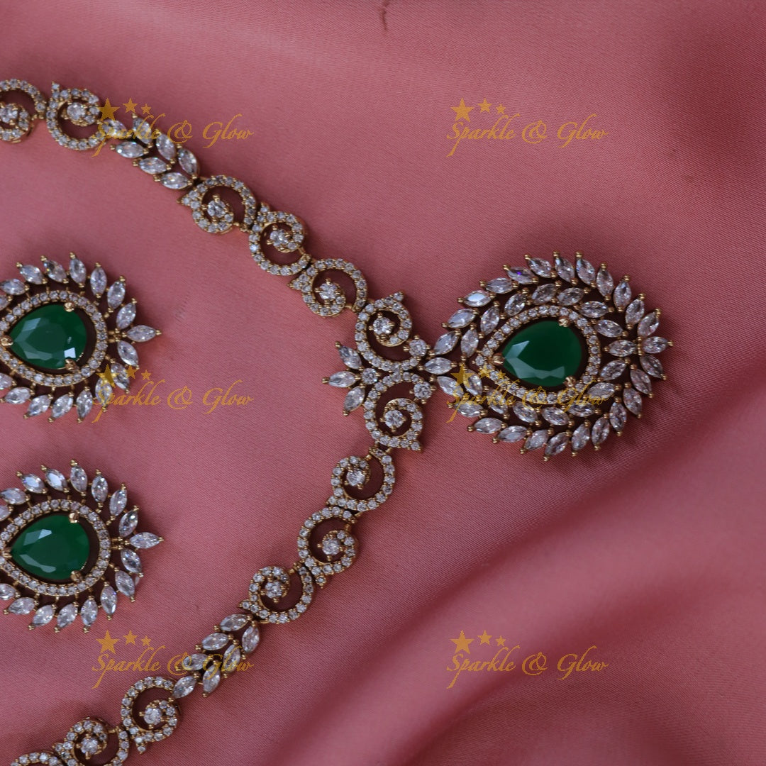 Exquisite AD Stone Necklace & Earrings Set