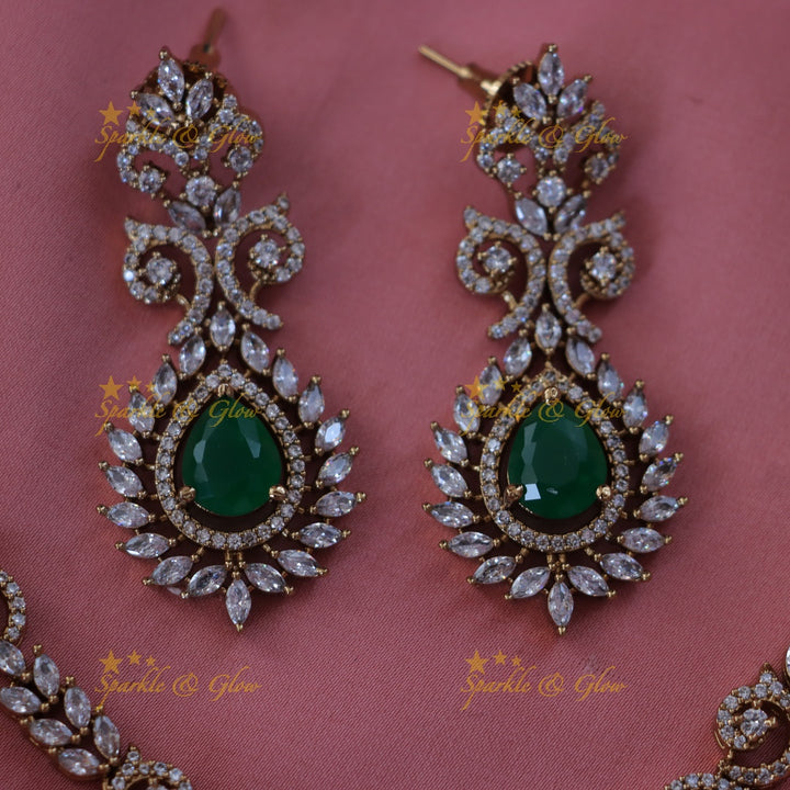 Exquisite AD Stone Necklace & Earrings Set
