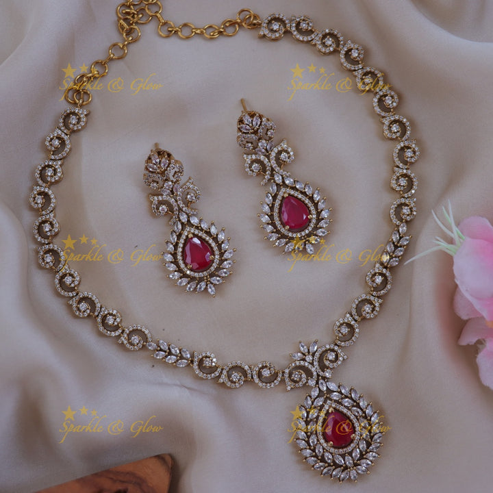 Exquisite AD Stone Necklace & Earrings Set