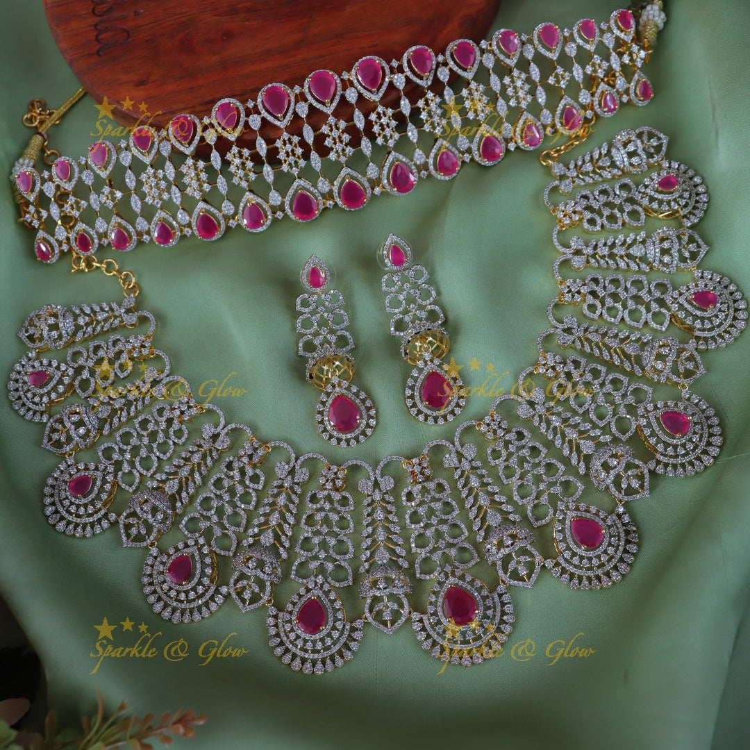 Exquisite Green Bridal Necklace Set for Weddings