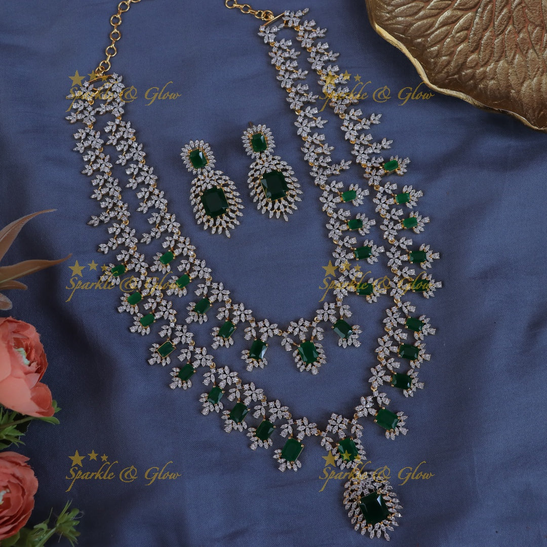 Exquisite Floral Long Necklace Set for Festive Glam