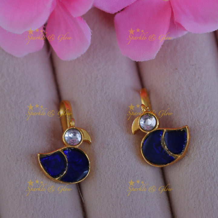 Exquisite Parrot Bugadi Earrings in Gold for Celebrations