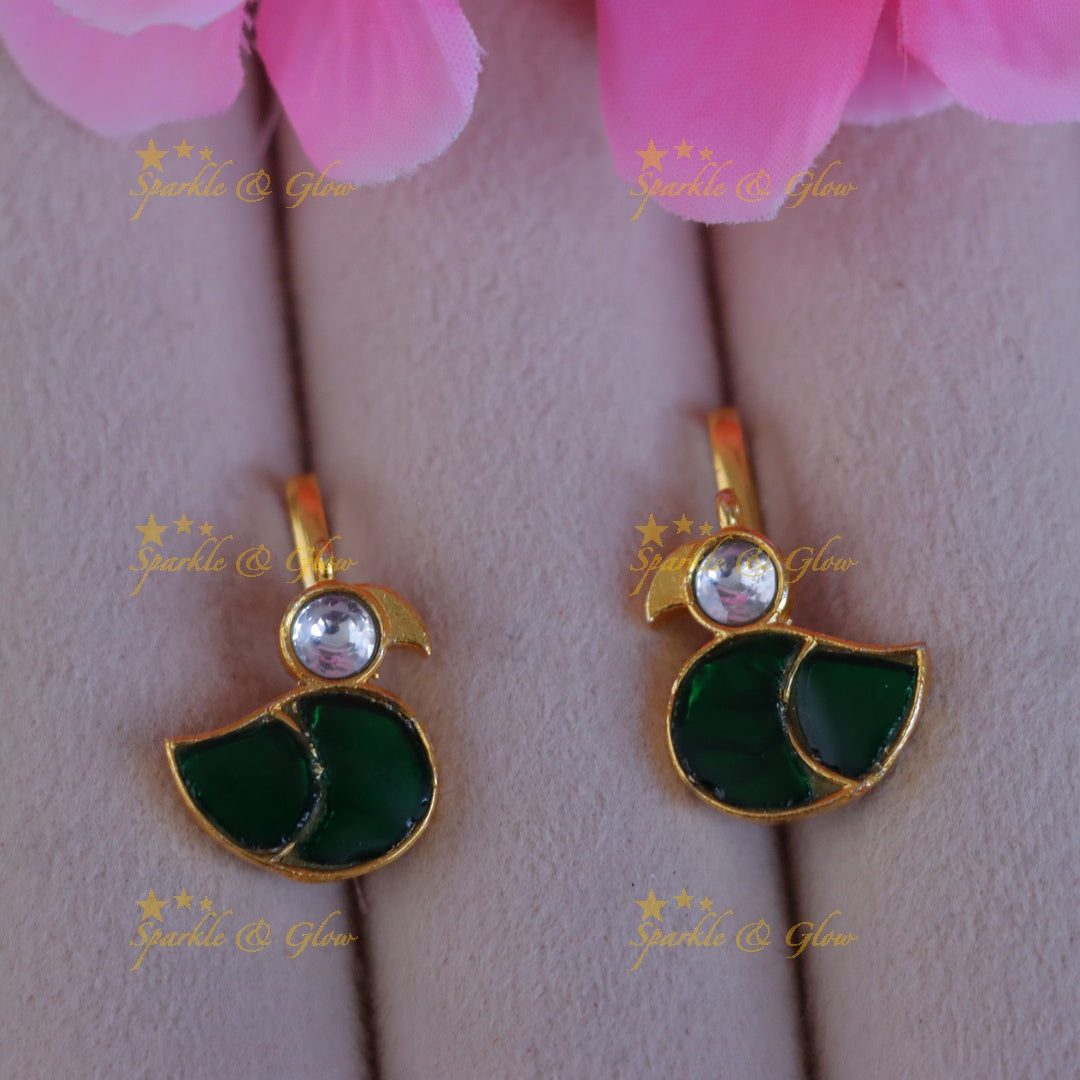 Exquisite Parrot Bugadi Earrings in Gold for Celebrations