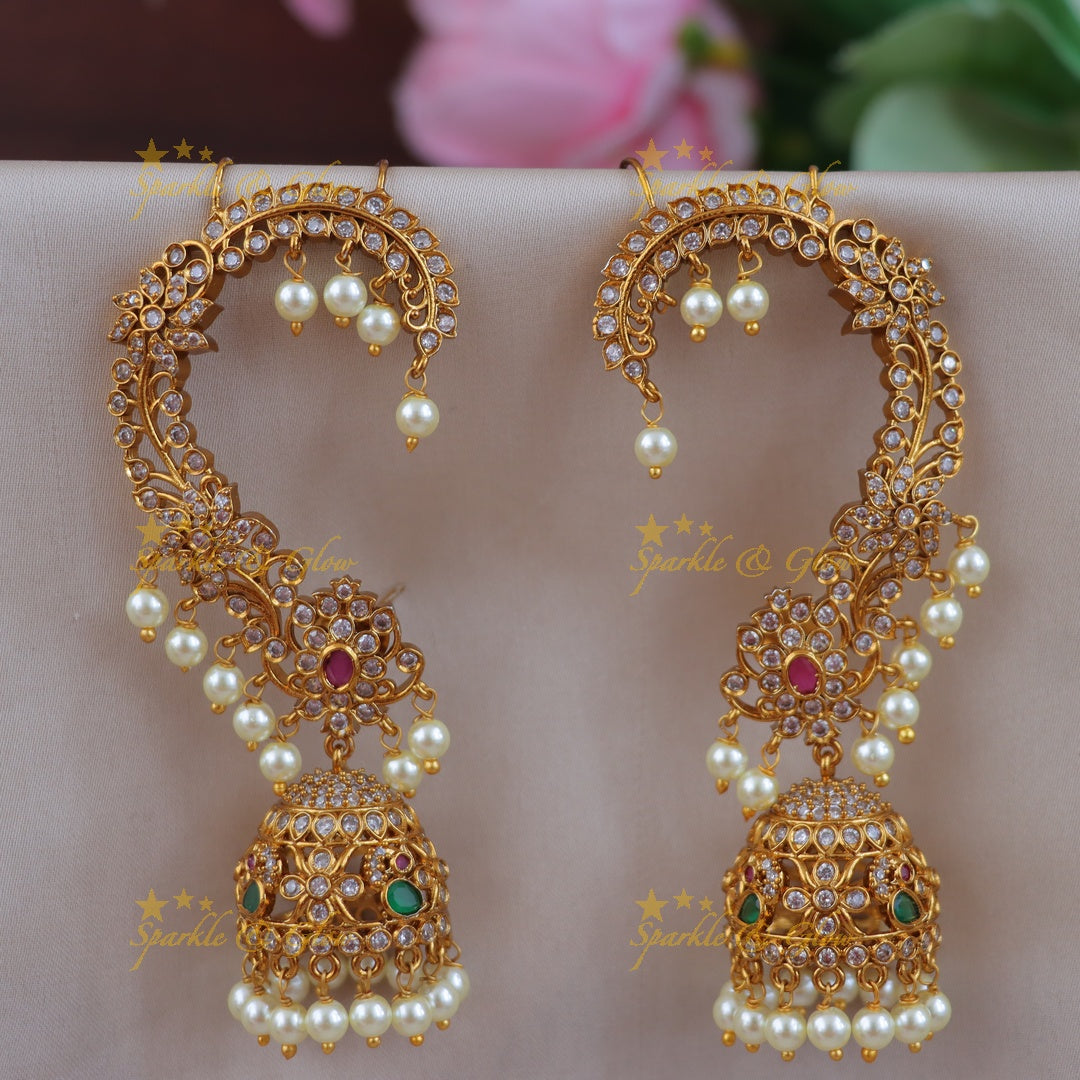 Exquisite Pearl Peacock Earrings – Festive & Elegant