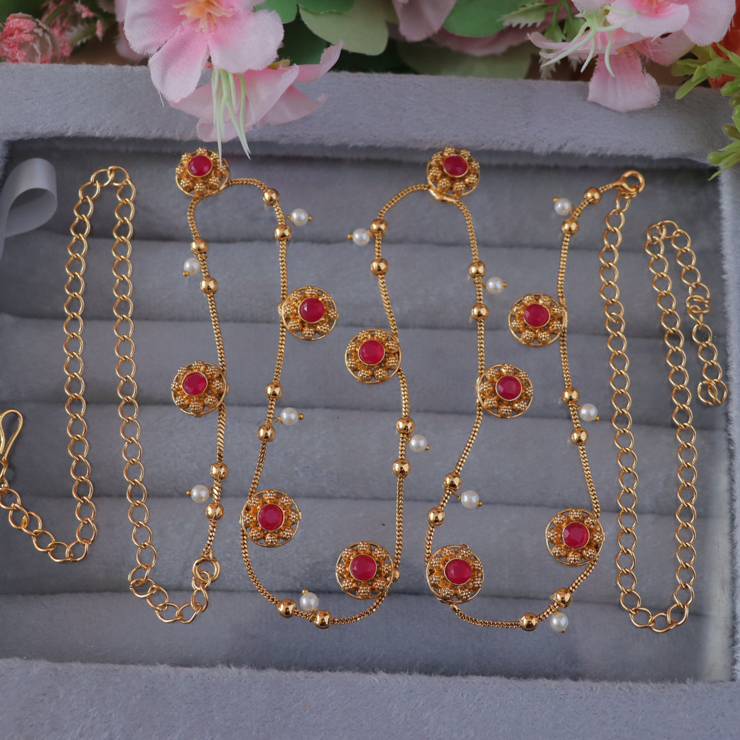 Exquisite Floral Hipchain with Gold & Pearls for Weddings