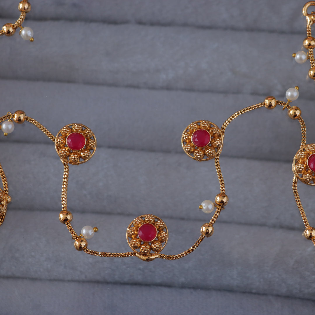 Exquisite Floral Hipchain with Gold & Pearls for Weddings