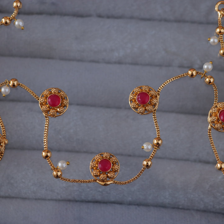 Exquisite Floral Hipchain with Gold & Pearls for Weddings