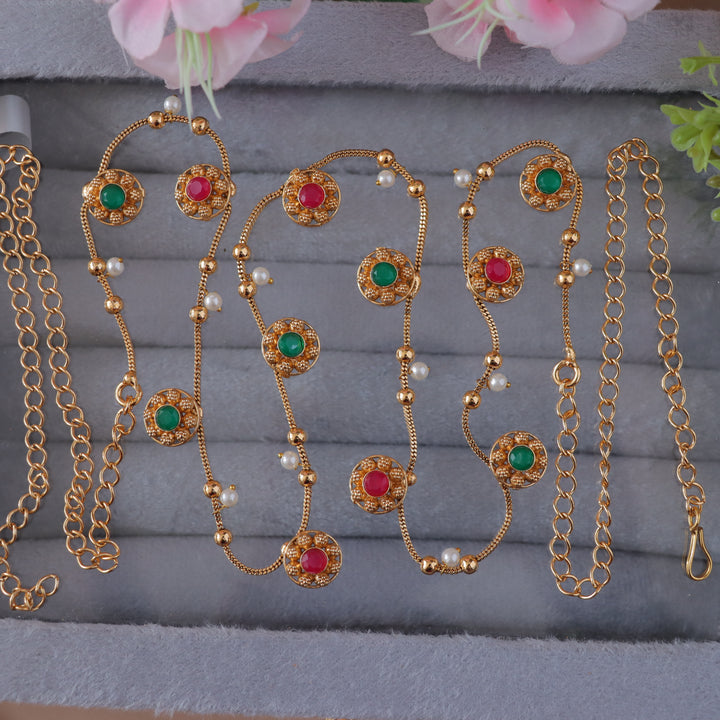 Exquisite Floral Hipchain with Gold & Pearls for Weddings