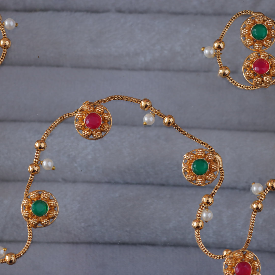 Exquisite Floral Hipchain with Gold & Pearls for Weddings