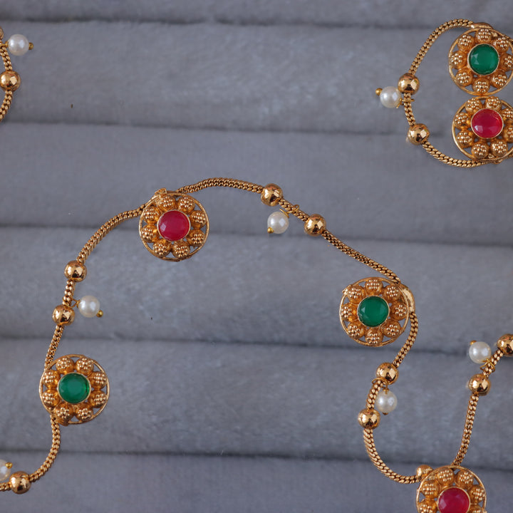 Exquisite Floral Hipchain with Gold & Pearls for Weddings