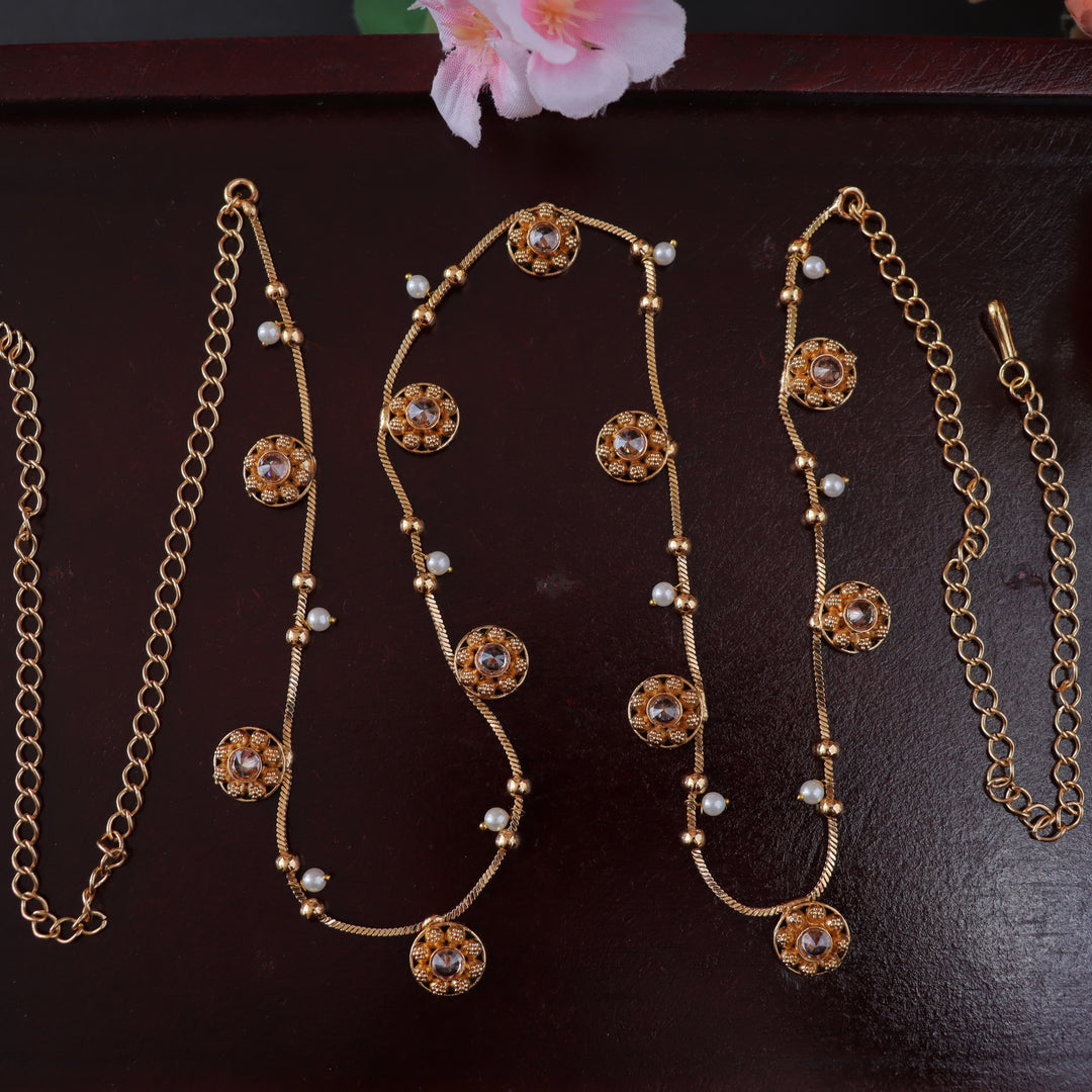 Exquisite Floral Hipchain with Gold & Pearls for Weddings
