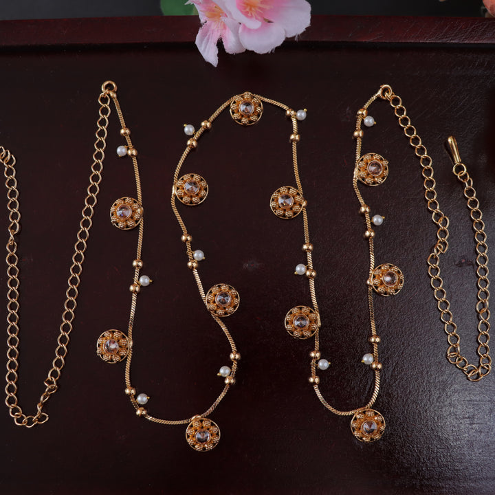 Exquisite Floral Hipchain with Gold & Pearls for Weddings